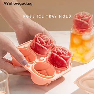 AYellowgod Silicone Molds for Ice Cube 4 Holes Rose Flower Shape Reusable Ice Cube Tray . #4