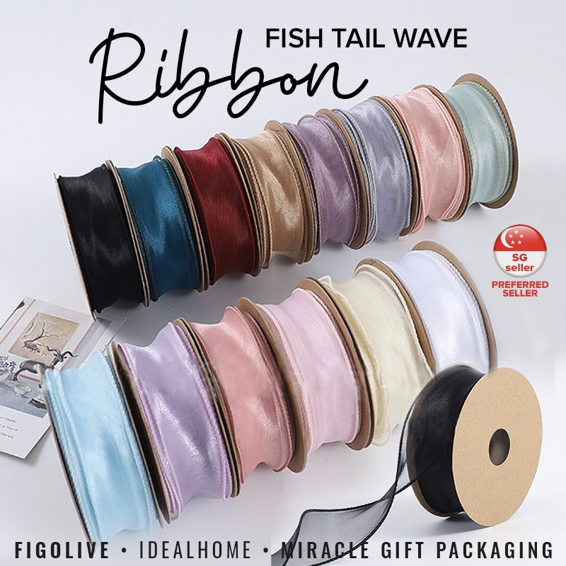 [SG Stock] 4cm wide Fish Tail Ribbon 9meter per roll Organza