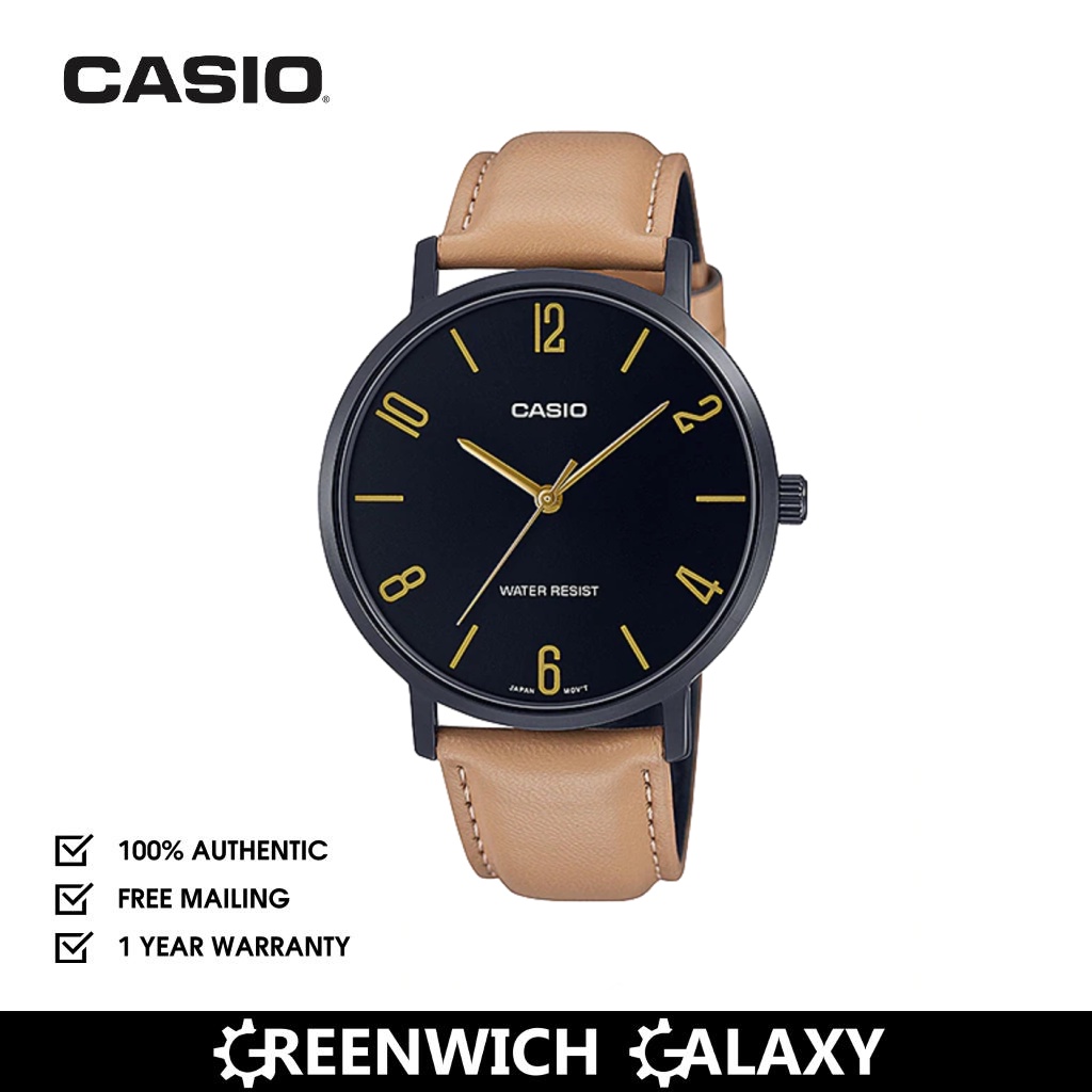 Casio Analog Leather Dress Watch (MTPVT01BL1B) Shopee Singapore