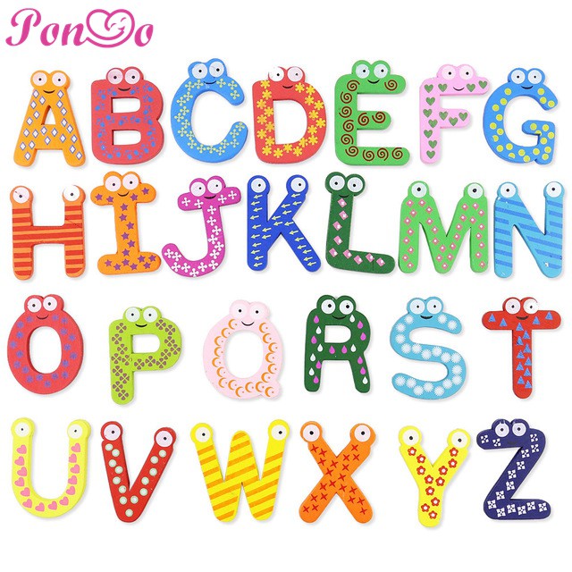 26Pcs ABC Magnets Baby Early Learning Alphabet Fridge Magnetic Letters ...