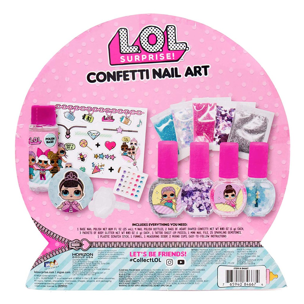 lol surprise confetti nail art