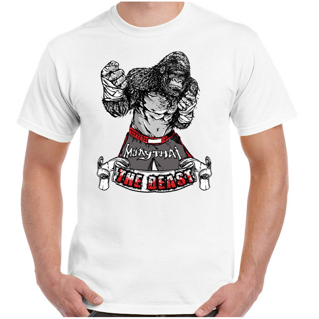 Muay Thai Gorilla The Beast Mens Funny Gym T-Shirt MMA Kick Boxing Training  Top | Shopee Singapore