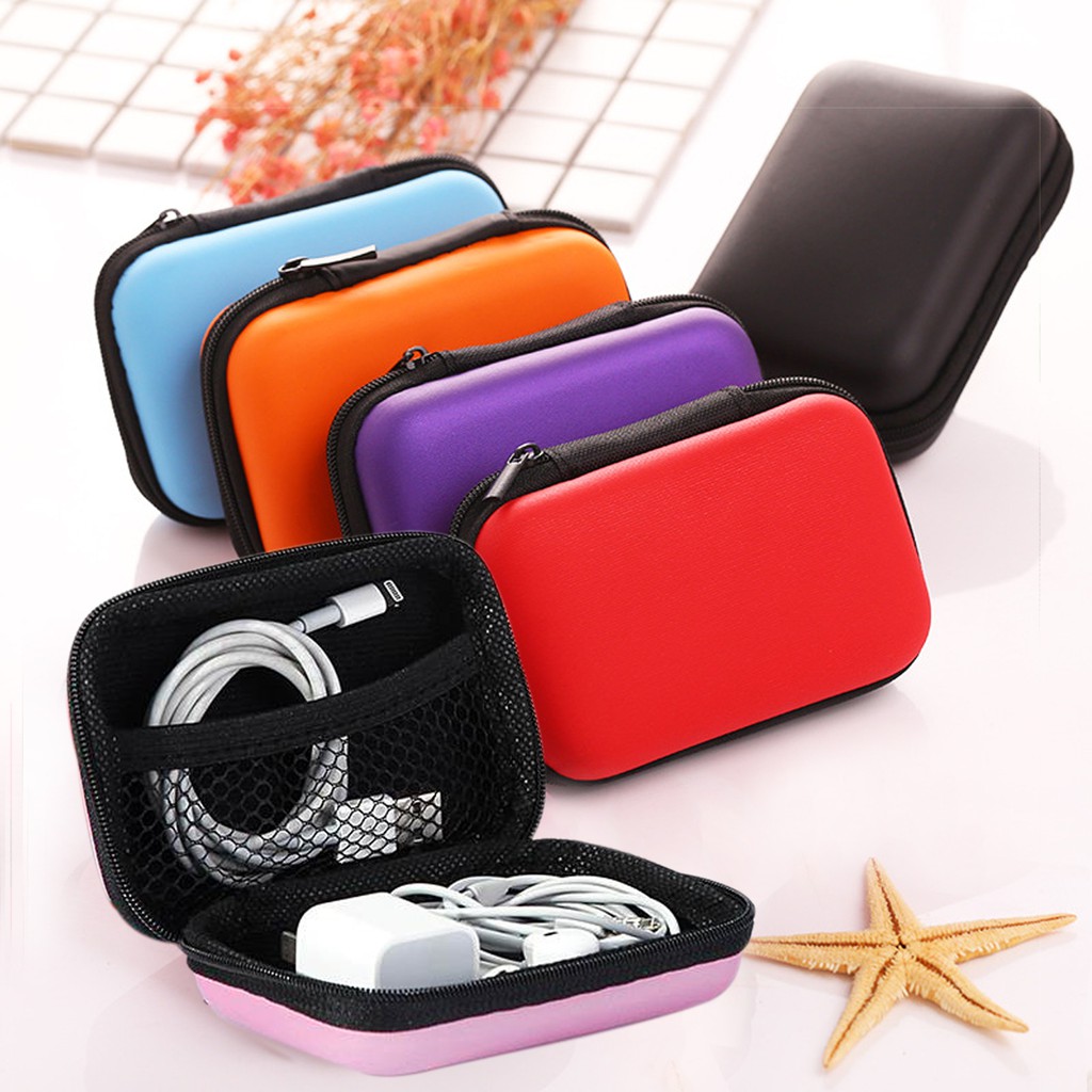 Headphone storage bag PU zipper EVA headset data line MP3//4 Portable package