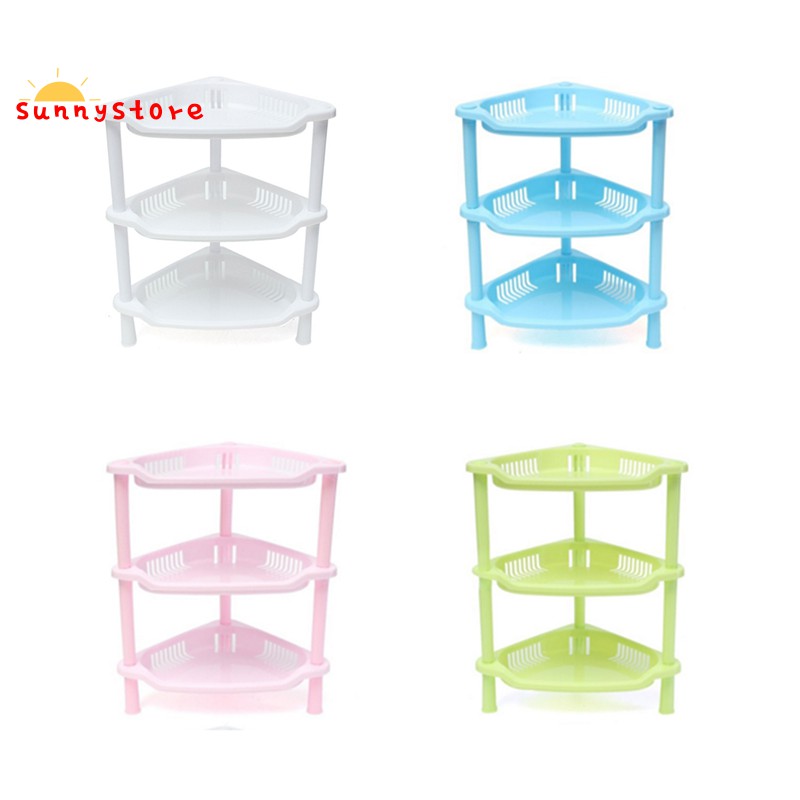 3 Tier Plastic Corner Shelf Organizer Cabinet Bathroom Kitchen