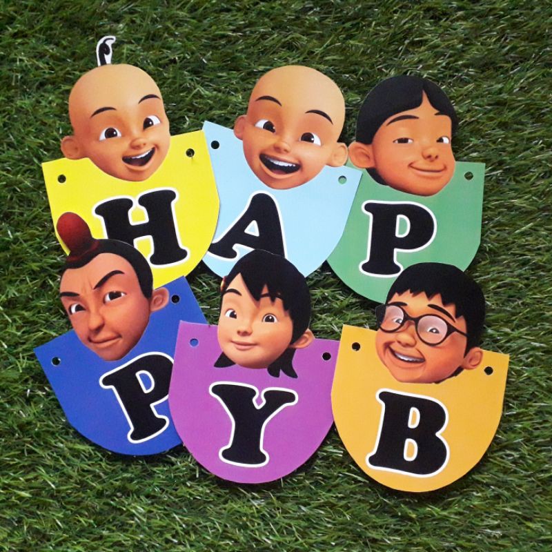 Birthday Banner Buntingflag Character Buntingflag Happy Birthday Upin Ipin Shopee Singapore