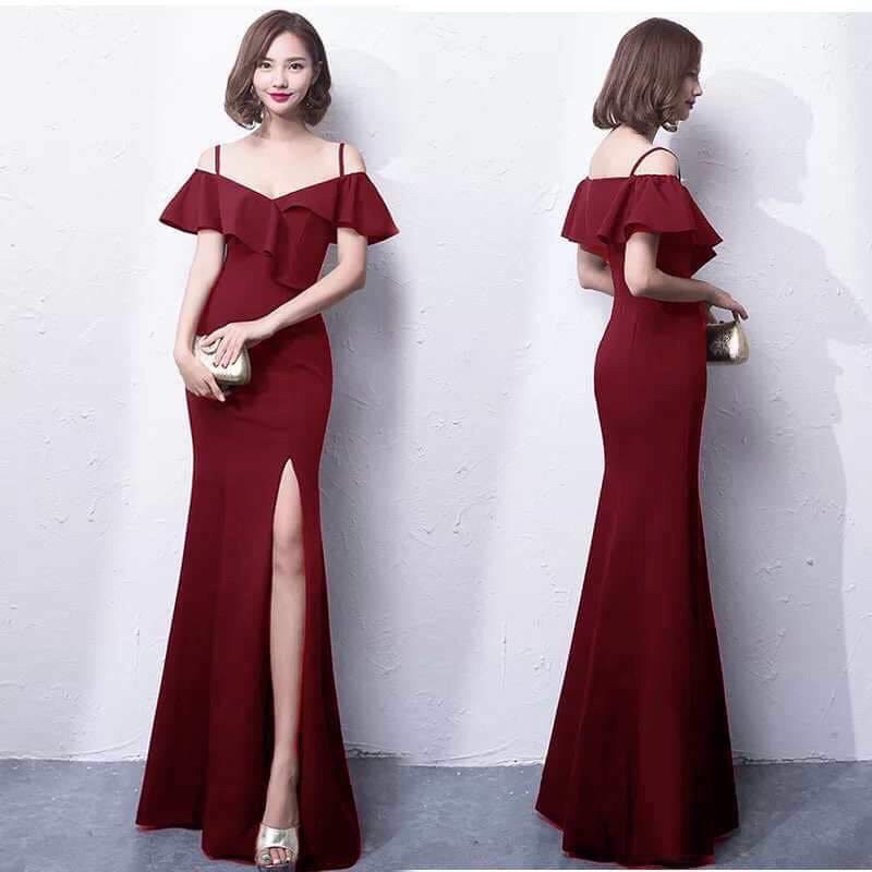 Yco Open shoulder maxi dress party&cocktail long gown dress Fashionable off shoulder elegant 022