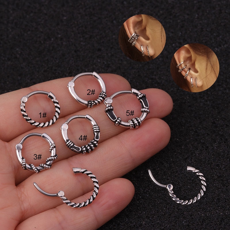 1piece Vitage Silver Color Steel Needle 1 2x 8mm Daith Tragus Helix Cartilage Rook Piercing Jewelry For Women Man Shopee Singapore