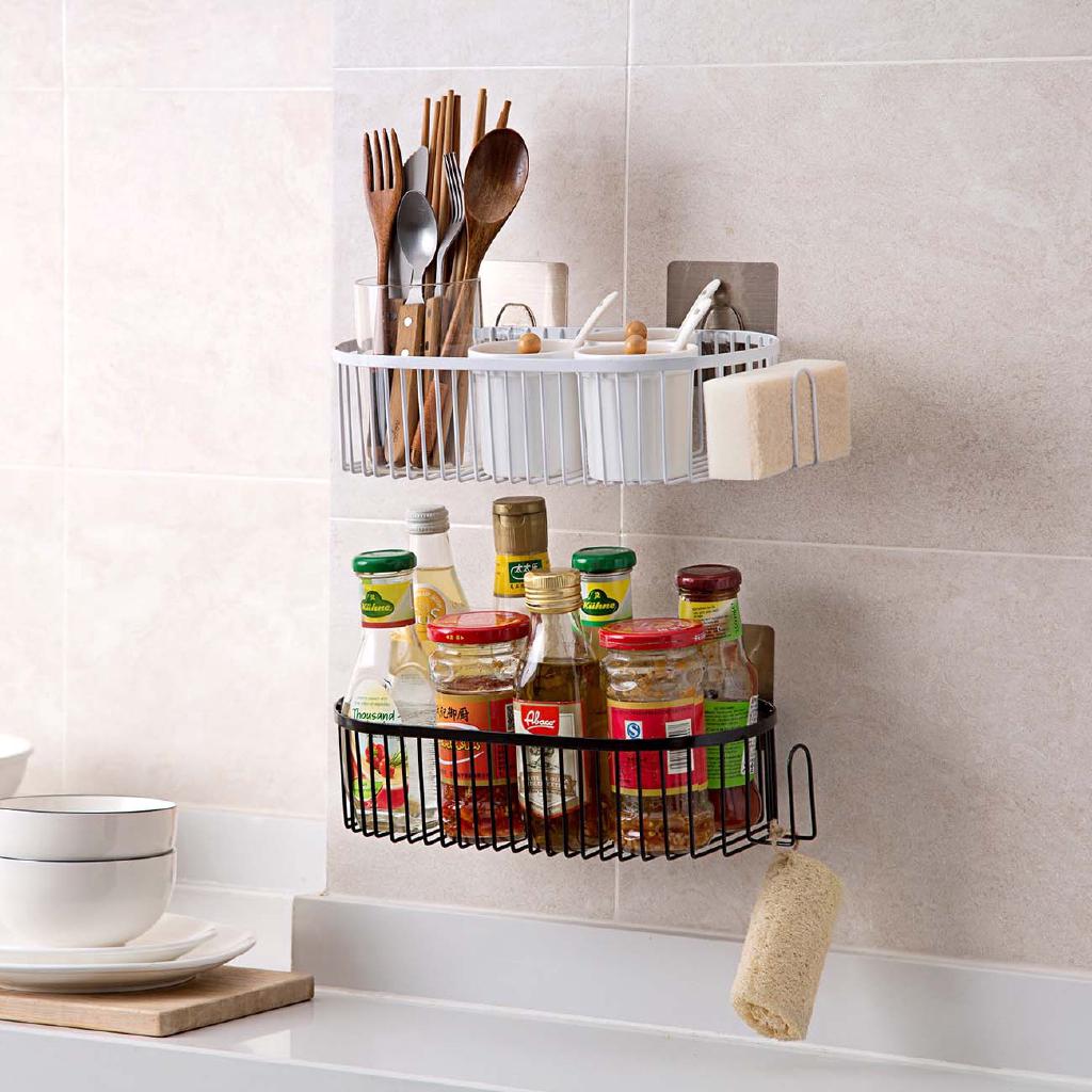 Kitchen Bathroom Selfadhesive Storage Rack Organizer Wall Hanging
