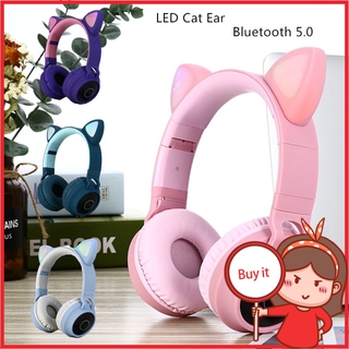 Arrival LED Cat Ear Noise Cancelling Headphones Bluetooth 5.0 Young  Kids Headset with Mic Support TF Card 3.5mm Plug