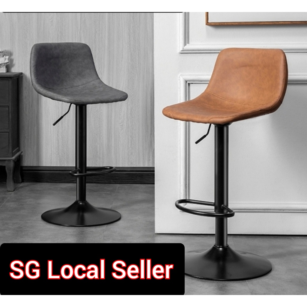 (Free Installation) Nordic Stool Bar chair leather modern simple back