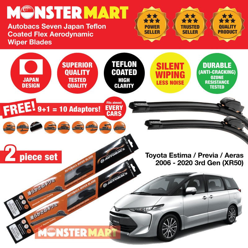 Autobacs Japan Teflon Wiper Blades for Toyota Estima Previa Aeras 2006