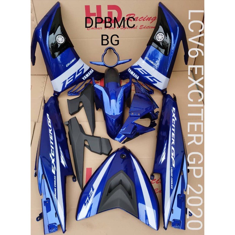 Yamaha Lc135 V2 V3 V4 V5 V6 Exciter Gp 2020 Blue Hld Cover Set Coverset Bodyset Sticker Tanam Shopee Singapore