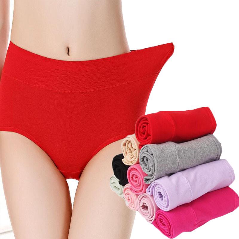 Image of Soft Cotton Women Mid Waist Brief Panties Ladies Female Underwear Plus Size