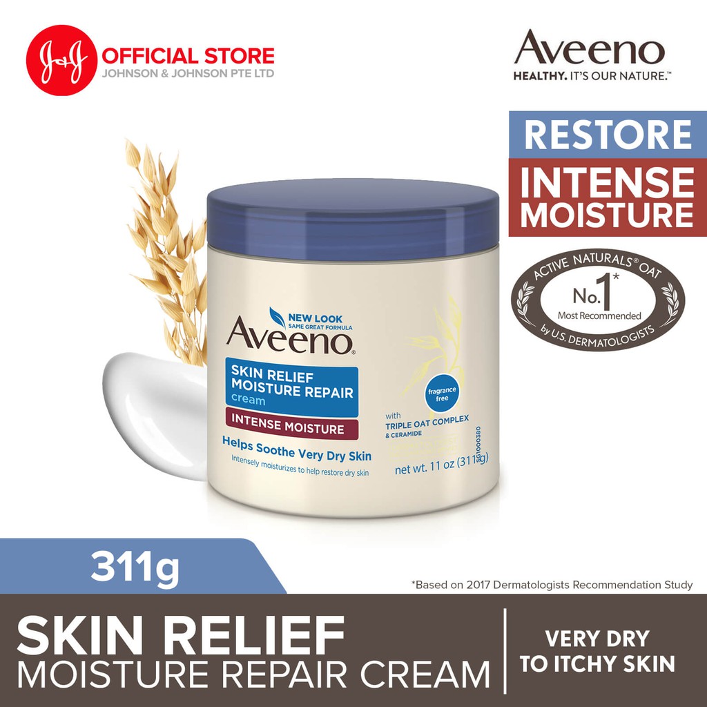 Aveeno Body Skin Relief Moisture Repair Cream For Very Dry, Itchy Skin