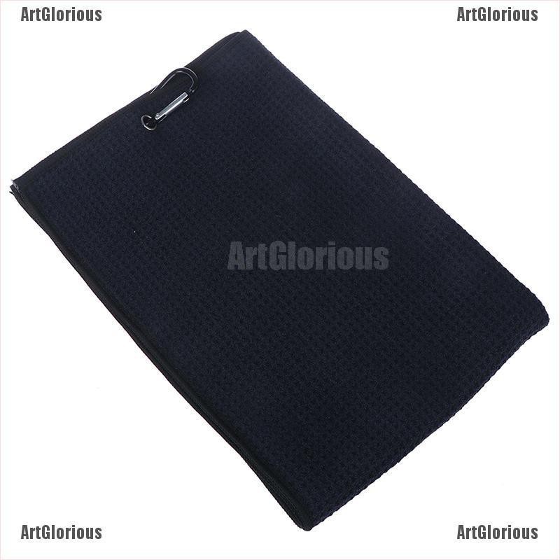 ArtGlorious Trifold Microfiber Golf Towel 16” x 24” With Hook Cleans Clubs Balls Hands
