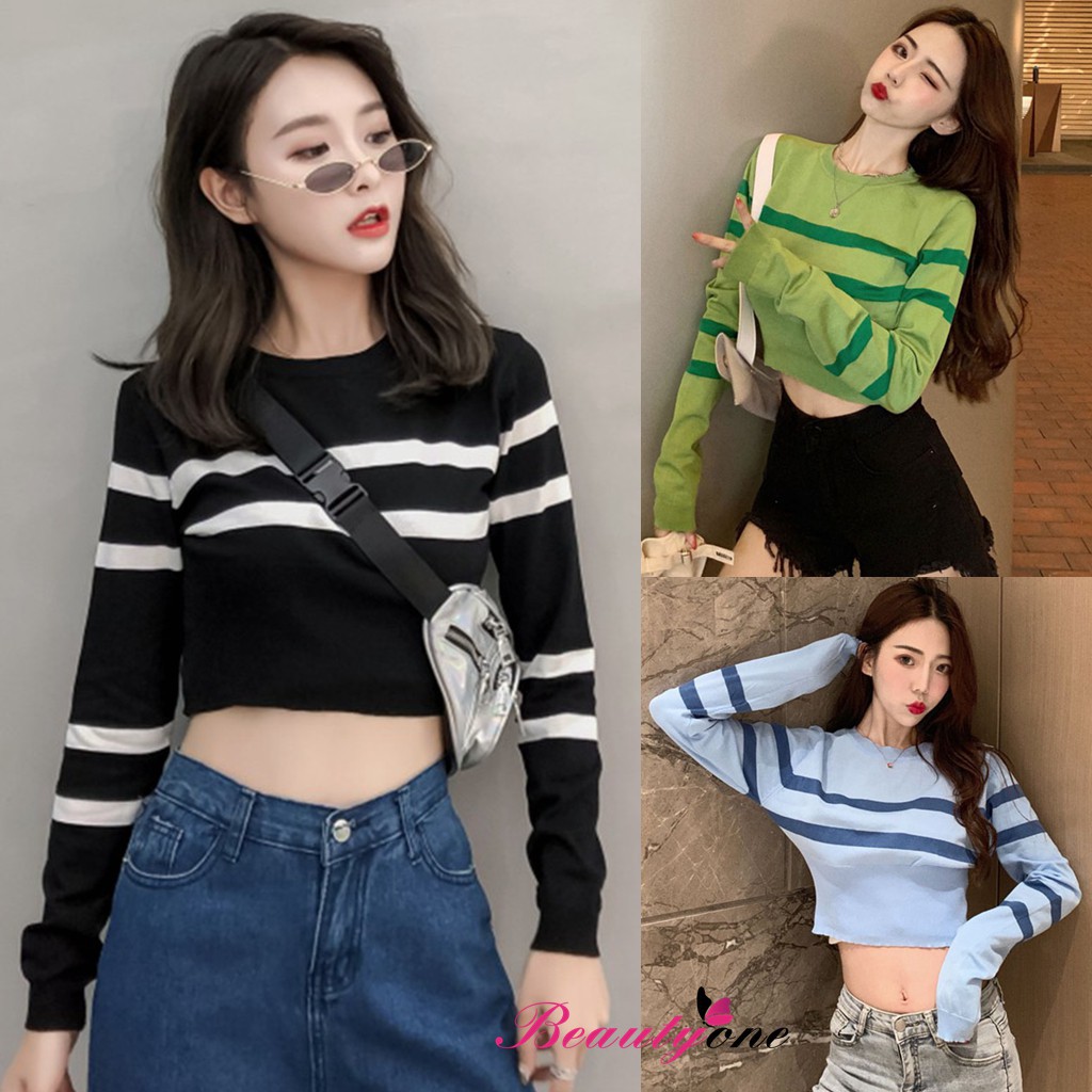 long sleeve cut off top