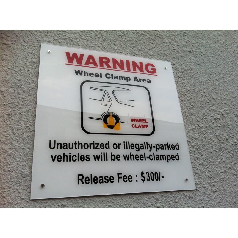 Wheel Clamp Zone Acrylic Sign Shopee Singapore