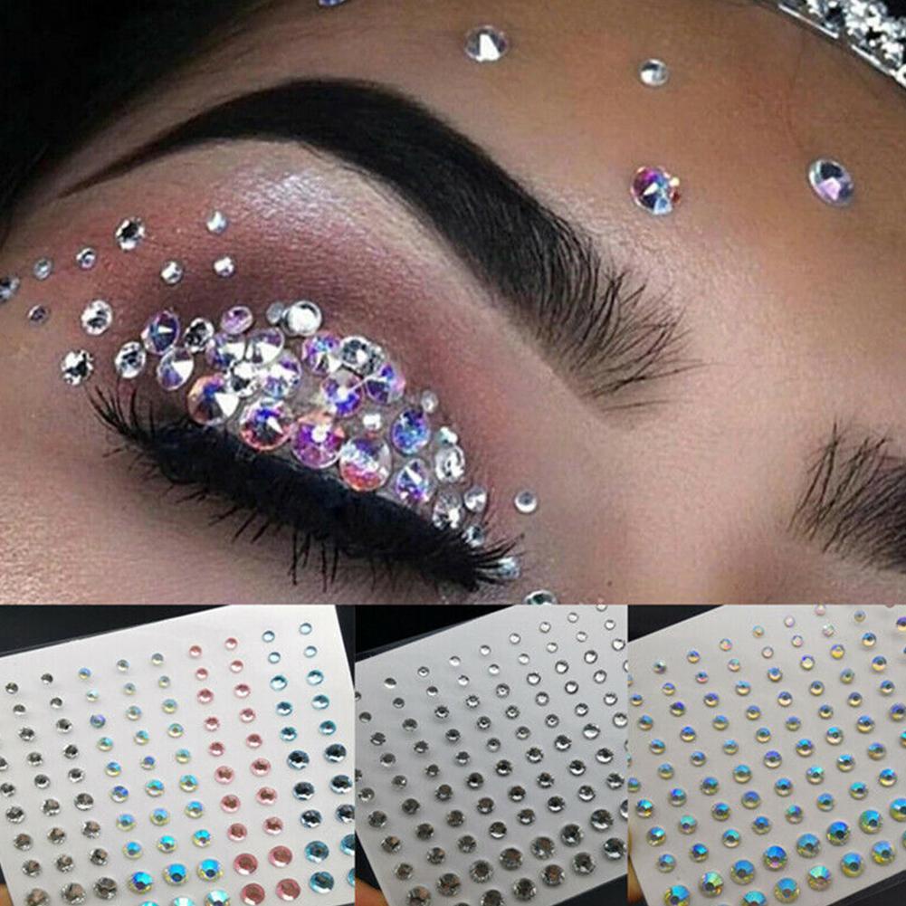 1Sheet Diamond Pearl Acrylic Sticker Eyebrow Face Makeup Tear Eye Makeup  Sticker for Women Girls | Shopee Singapore