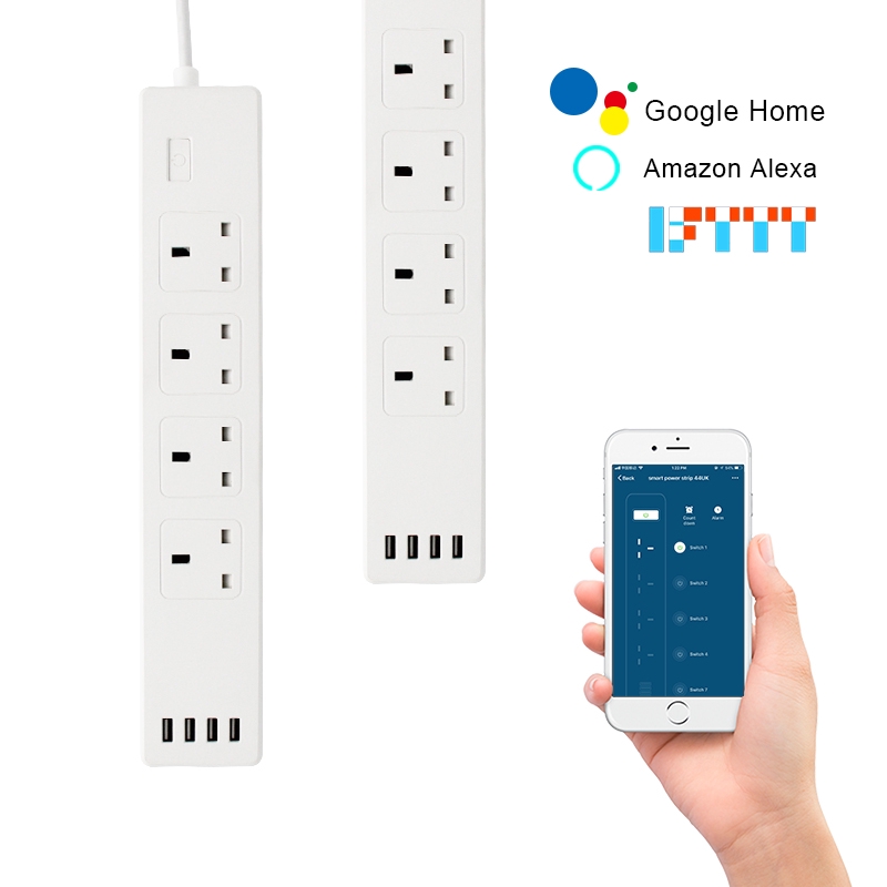 Tuya APP UK Standard remote control 4 AC Smart Power Strip ...