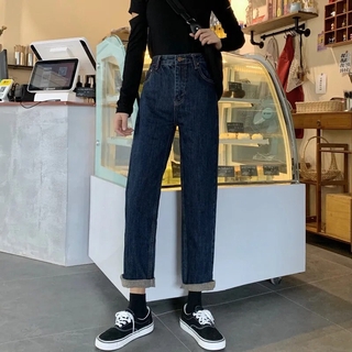 Vintage Mom Jeans High Waist Casual Blue Straight Denim Pants Fashion Boyfriend Jean Shopee Singapore