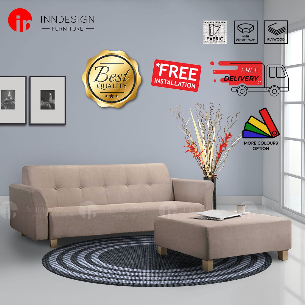 [LOCAL SELLER] SAMATHA 3 SEATER + STOLL FABRIC SOFA (FREE DELIVERY AND