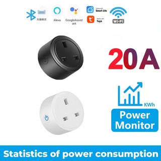 Alexa Plug Tuya WiFi 10A/16A/20A UK/US Smart Plug Adapter With Power Monitor Wireless Remote Water Heater Voice Control  Timer Socket Workssocket is with Power Metering function