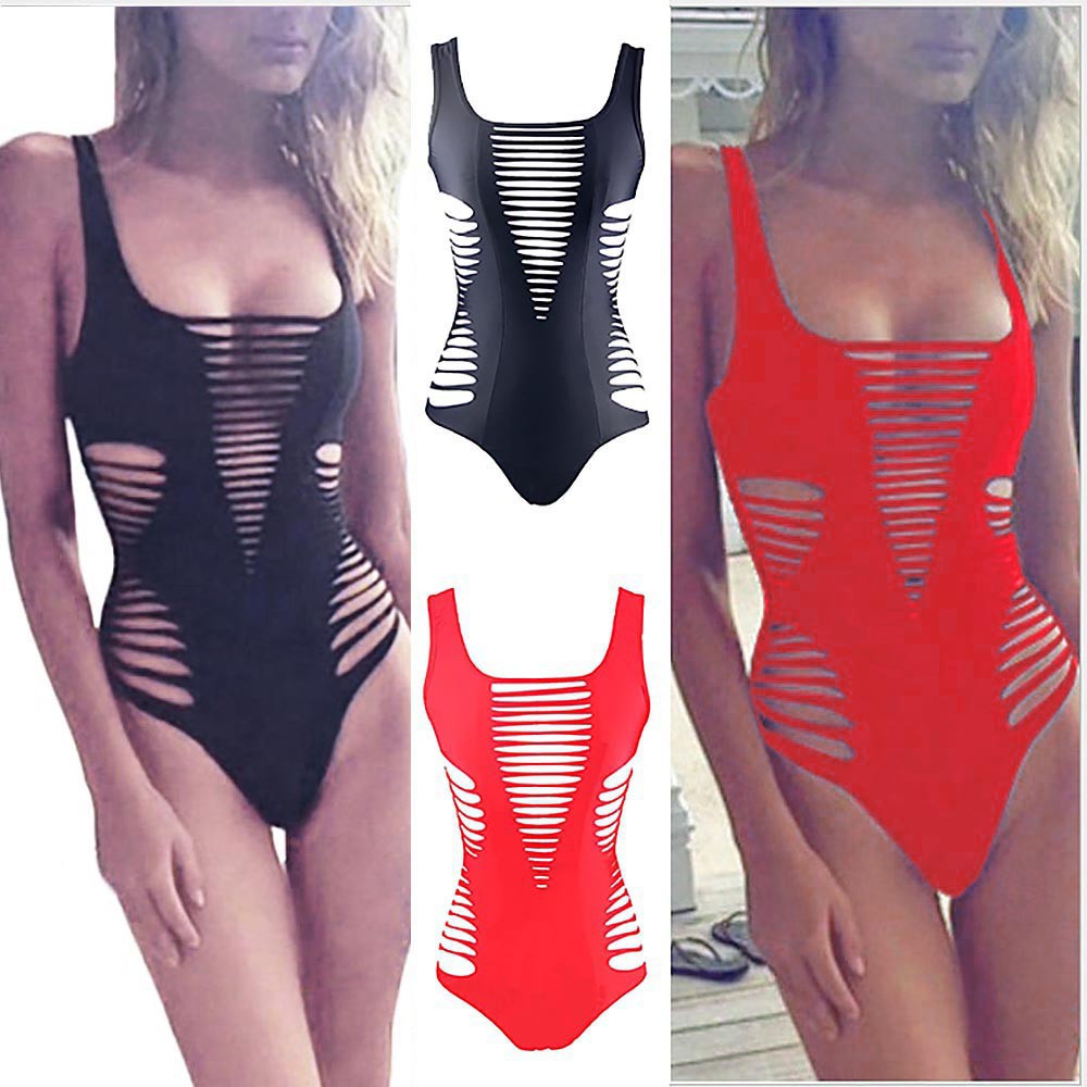 red monokini swimsuit
