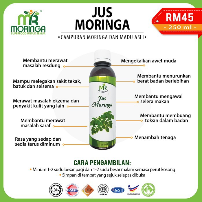 Shop Malaysia Mr Moringa Moringa Juice 250ml With Original Honey Cough Juice 250ml Shopee Singapore