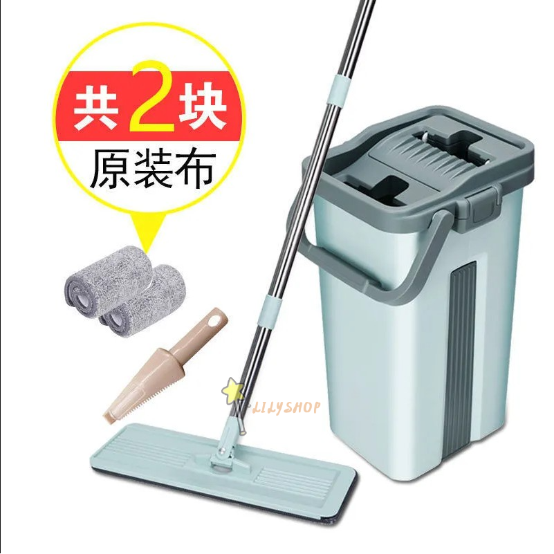 Floor Mop with Bucket 360 Flexible Flat Squeeze Cleaning n Drying Mop