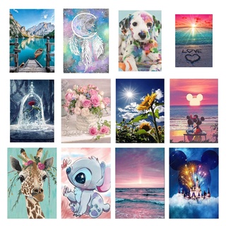 (Ready stock) DIY diamond painting Seaside Beach  animal butterfly cat landscape series Cross Stitch Embroidery Mosaic Kits