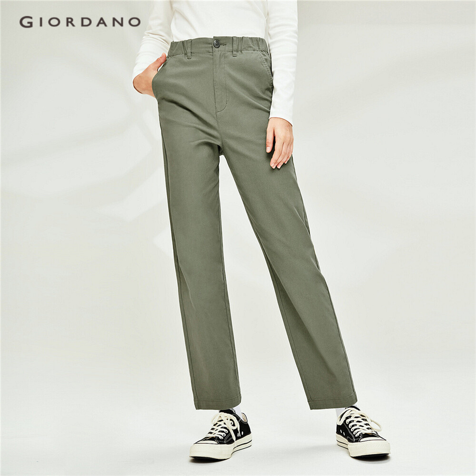 Giordano Women Plain Pockets Straight Mid Rise Pants Shopee Singapore