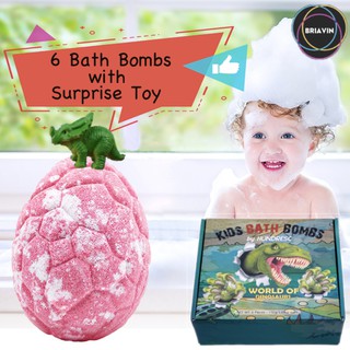 [🇸🇬 Ready-stock] 6 Dino Bath Bombs With Surprise Toys For Kids Natural