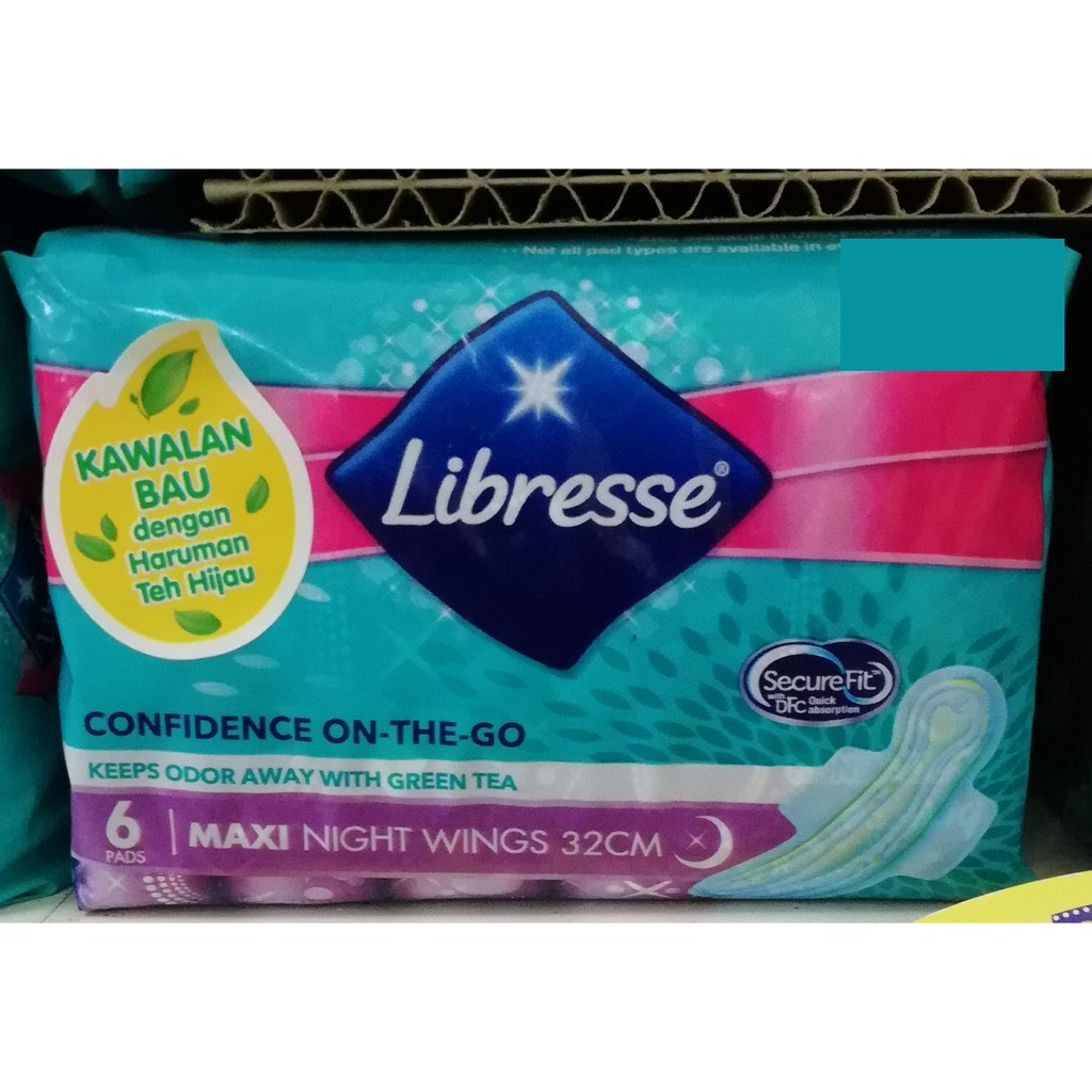 Libresse Maxi Night Wings 32cm Green Tea 6s Shopee Singapore