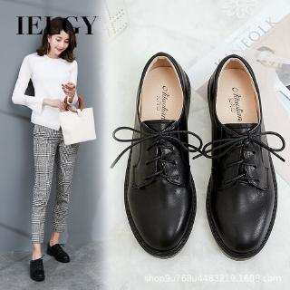 Image of IELGY Mori women's soft-soled black casual leather shoes women's single shoes