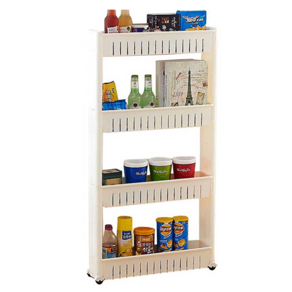 4 Layers Plastic Slot Storage Rack Kitchen Gap Shelf Movable
