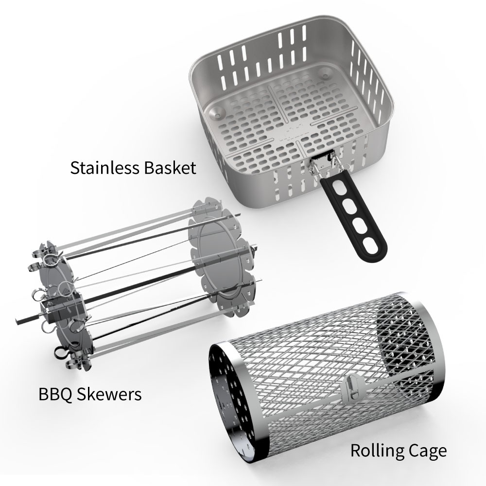422 Air fryer 13L ROLLING CAGE / STAINLESS BASKET / BBQ SKEWERS [SET] Shopee Singapore