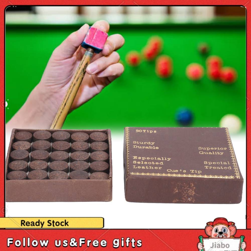 50pcs/box 11mm Tips Kit Snooker Red Leather Stick Tips Eight Balls 