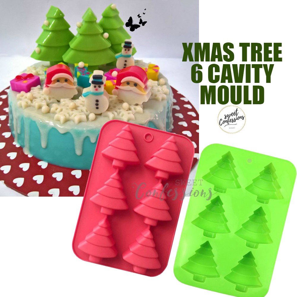 Christmas Tree Silicone Mould 6 Cavity Xmas Cake Decorating Jelly Mold Shopee Singapore