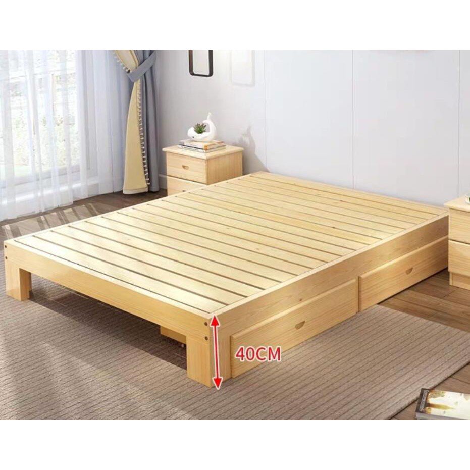 Solid wood bed platform bed frame modern simple 1.5m double 1.8 rental
