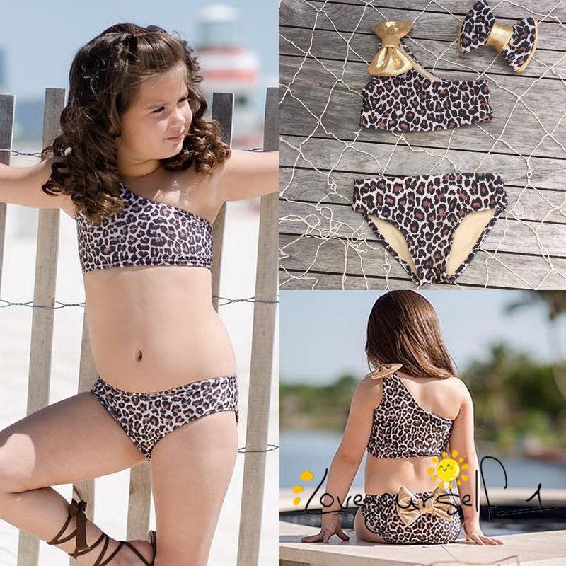 girls leopard swimsuit