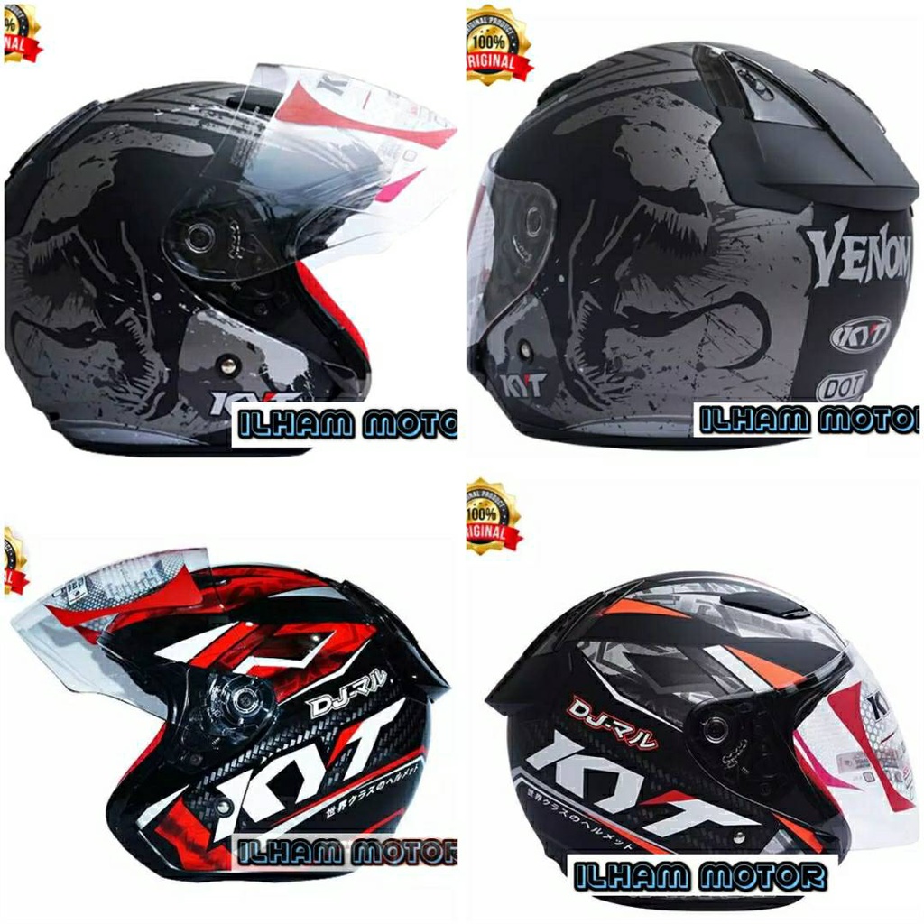 Helmet KYT DJ MARU MOTIF 15 BK / RED / DJ MARU HALF FACE / KYT DJ MARU