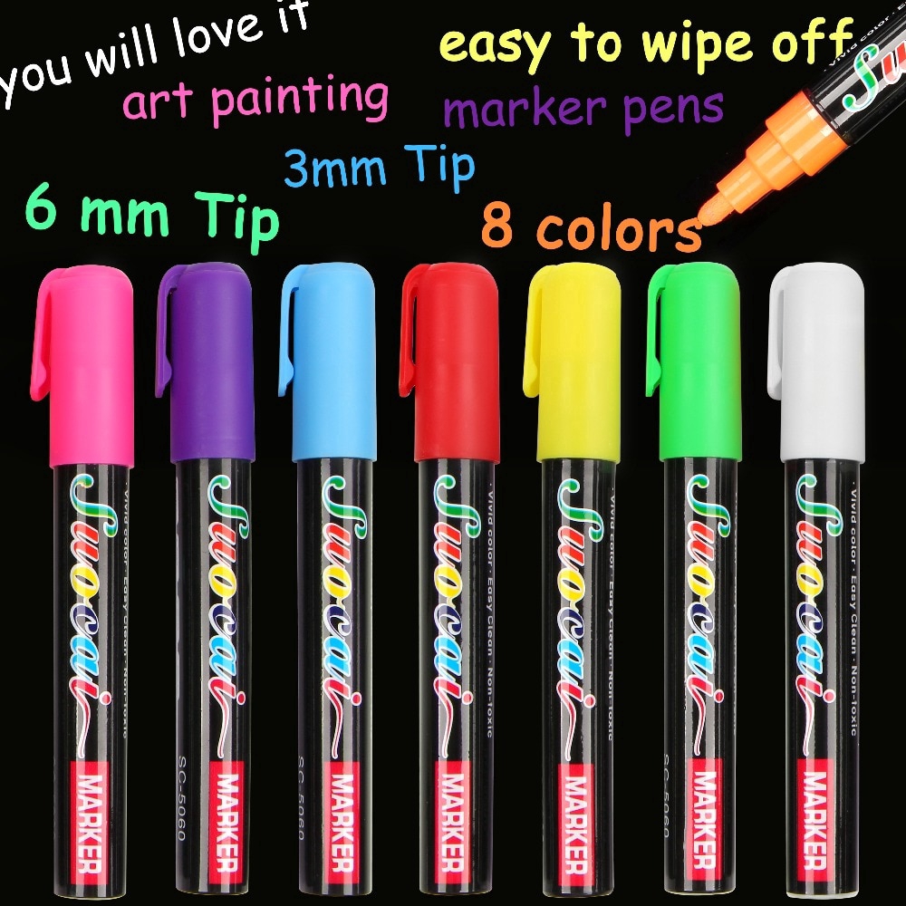 8 Colors Highlighter Liquid Chalk Marker Pens For School Art Painting