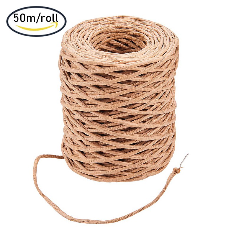 Dark Brown Mocraft 3x100m Paper Cord Paper Wire Natural Decoration Wire Iron Wire for handicrafts Floristry Ø 2mm Natural Brown 