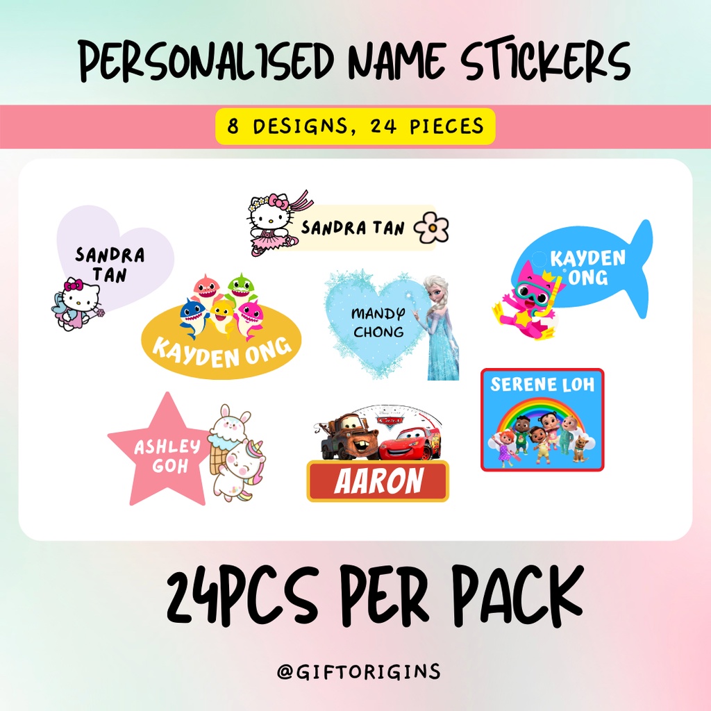 Die Cut Name Labels Stickers *High Quality Waterproof* Name Labels