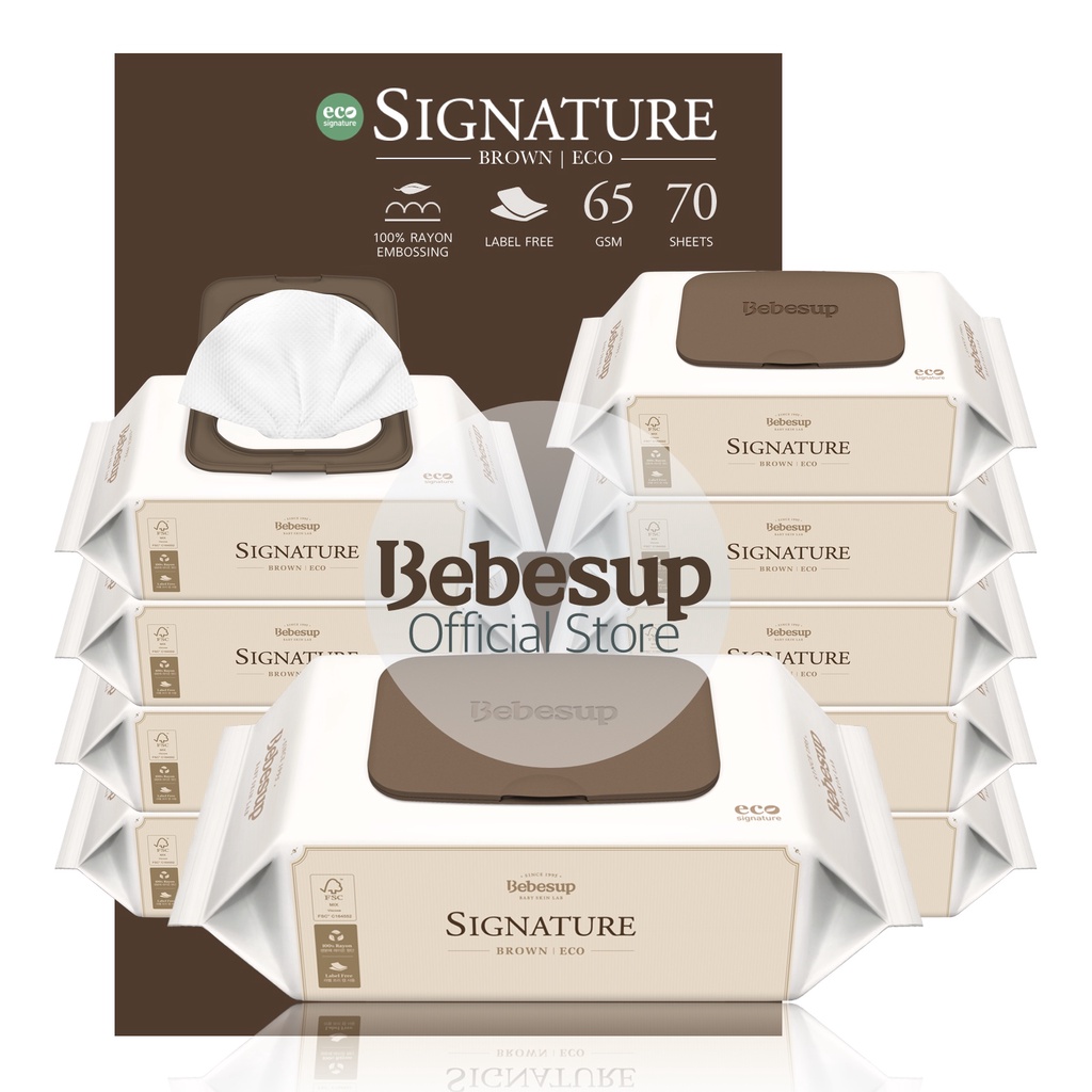 [Official, Biodegradable] Bebesup Signature Brown Eco Baby Wipes (Wet