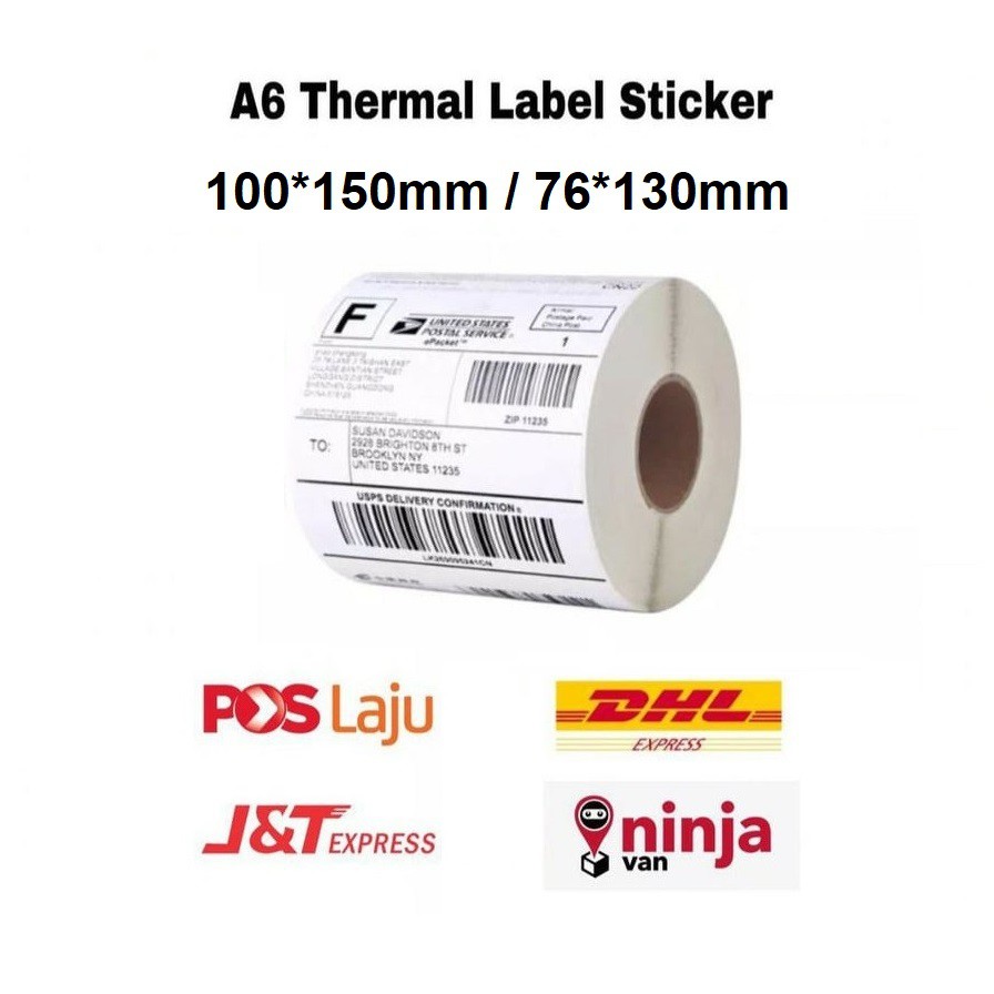 Sabah Thermal Paper Shopee A6 Waybill Shipping Label Consignment Note Sticker 76 130mm 100 150mm Shopee Singapore