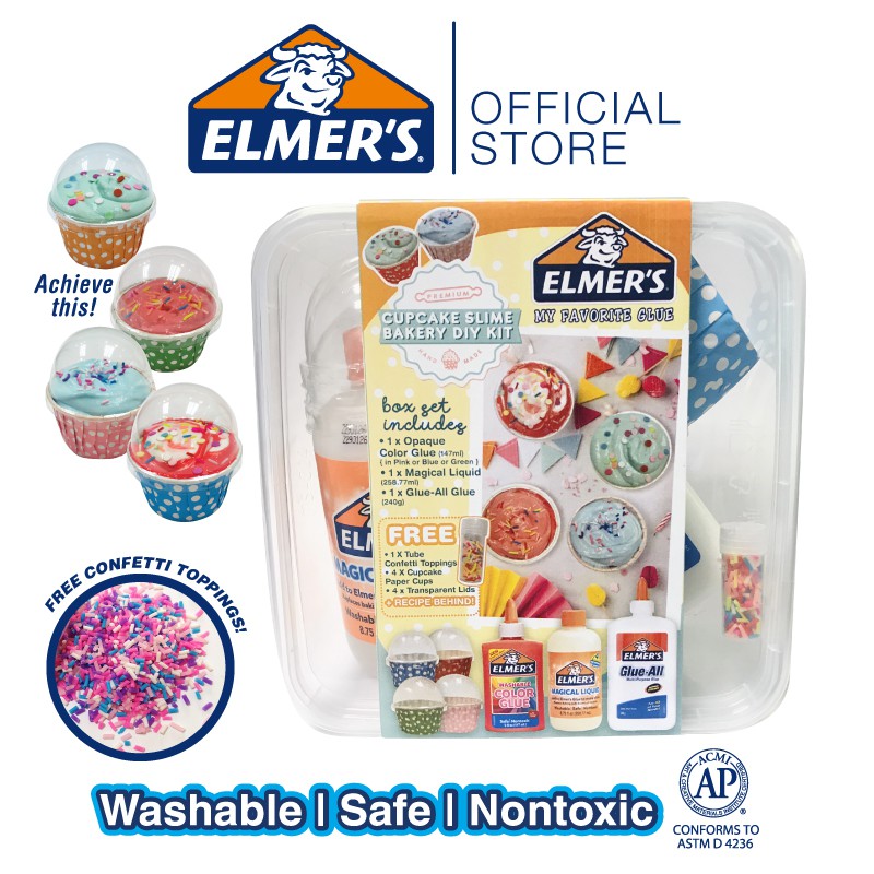 Elmer's Cupcake Slime Bakery DIY Kit [LIMITED EDITION] Kids Nontoxic Toys Shopee Singapore