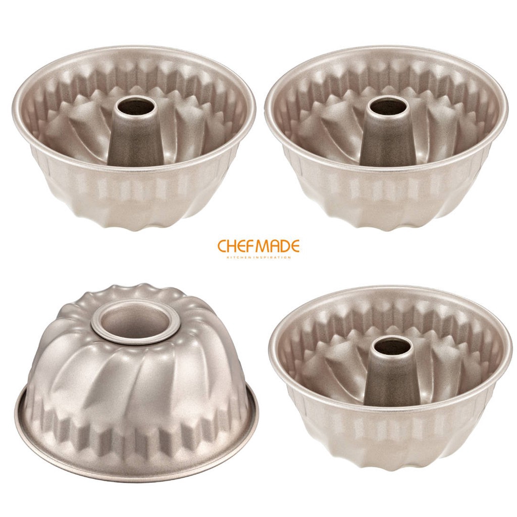 CHEFMADE 4PCS Mini Bundt Pan Set, 4Inch Nonstick Carbon Steel