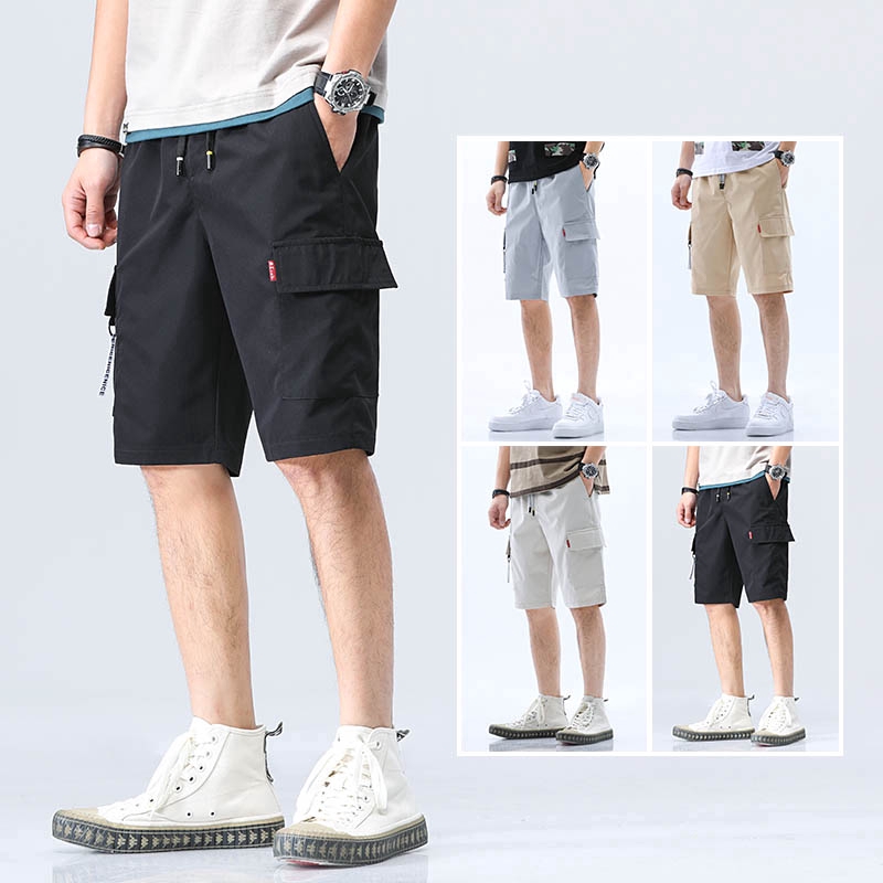 Men S Shorts Pants Cargo Summer Shorts Beach Short Beige Khaki Black Shopee Singapore