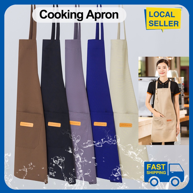[SG] Waterproof Apron Hang Neck Apron Coffee Shop Fashion Apron Kitchen Apron Cooking Apron